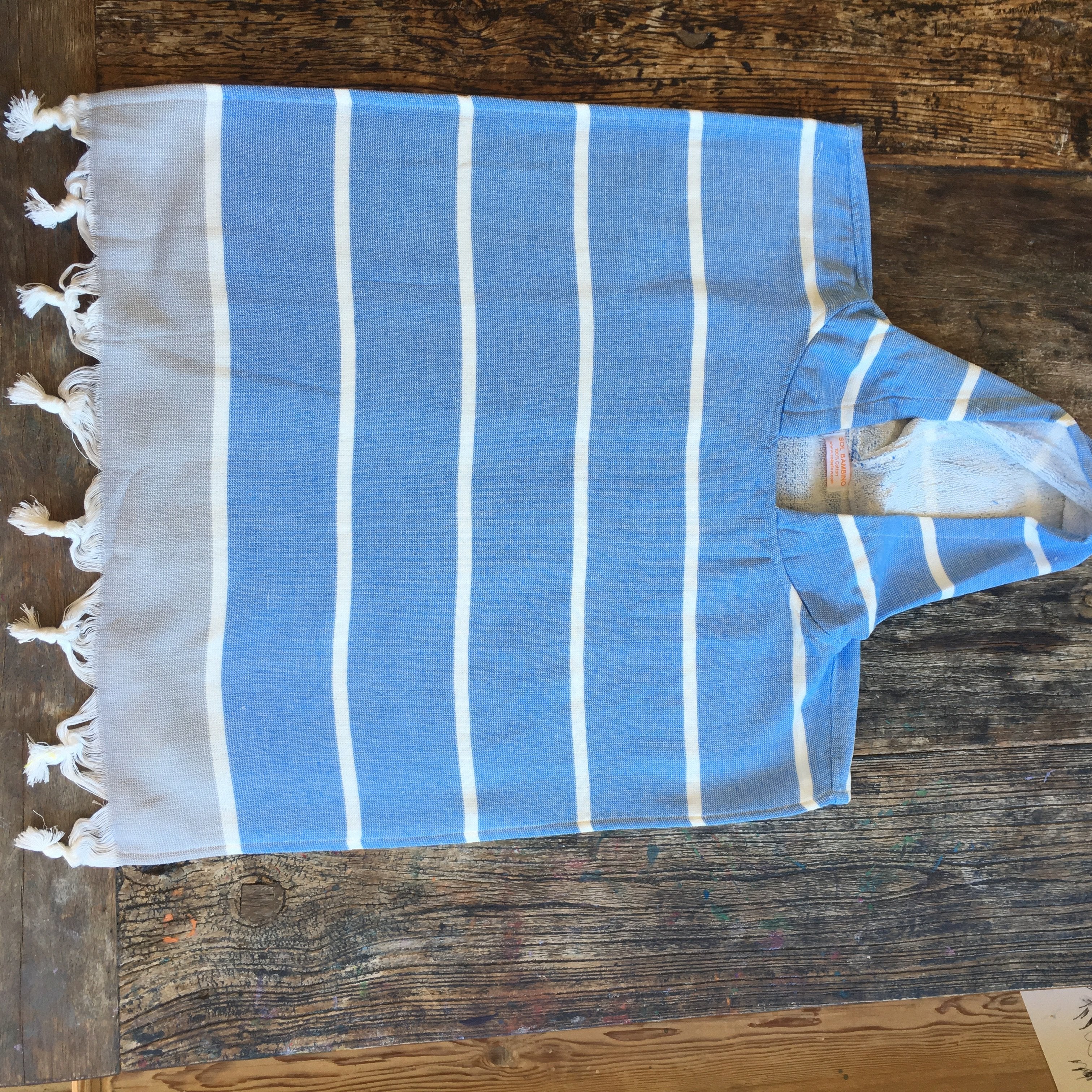 Kids PONCHO towel- CORNFLOWER BLUE