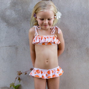 Ruffle Bikini Set - Orange Ikat